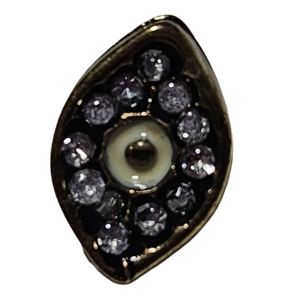 Evil Eye Stud Purple Rhinestone Earrings Gold Tone Finish Protection Jewelry - Picture 2 of 4